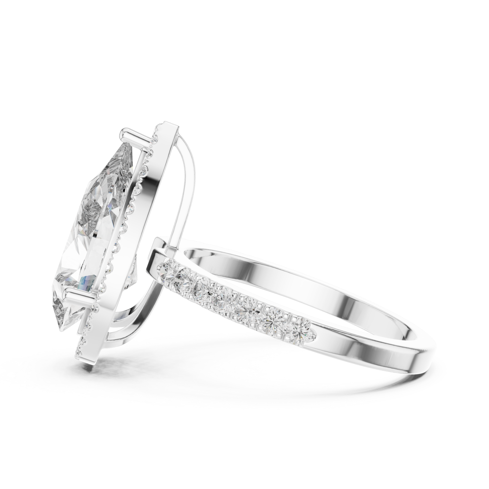  White Gold Celestial Whisper Halo Band Ring Side View