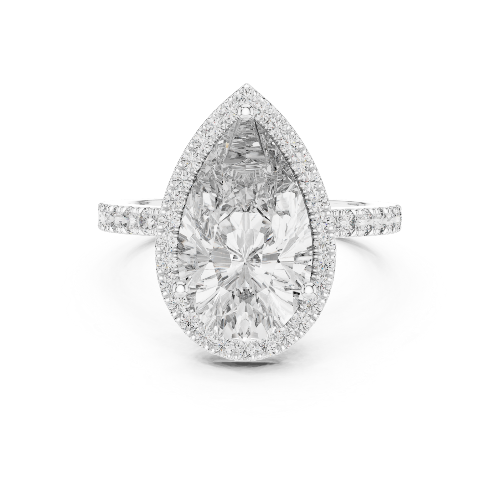  White Gold Celestial Whisper Halo Band Ring Front View