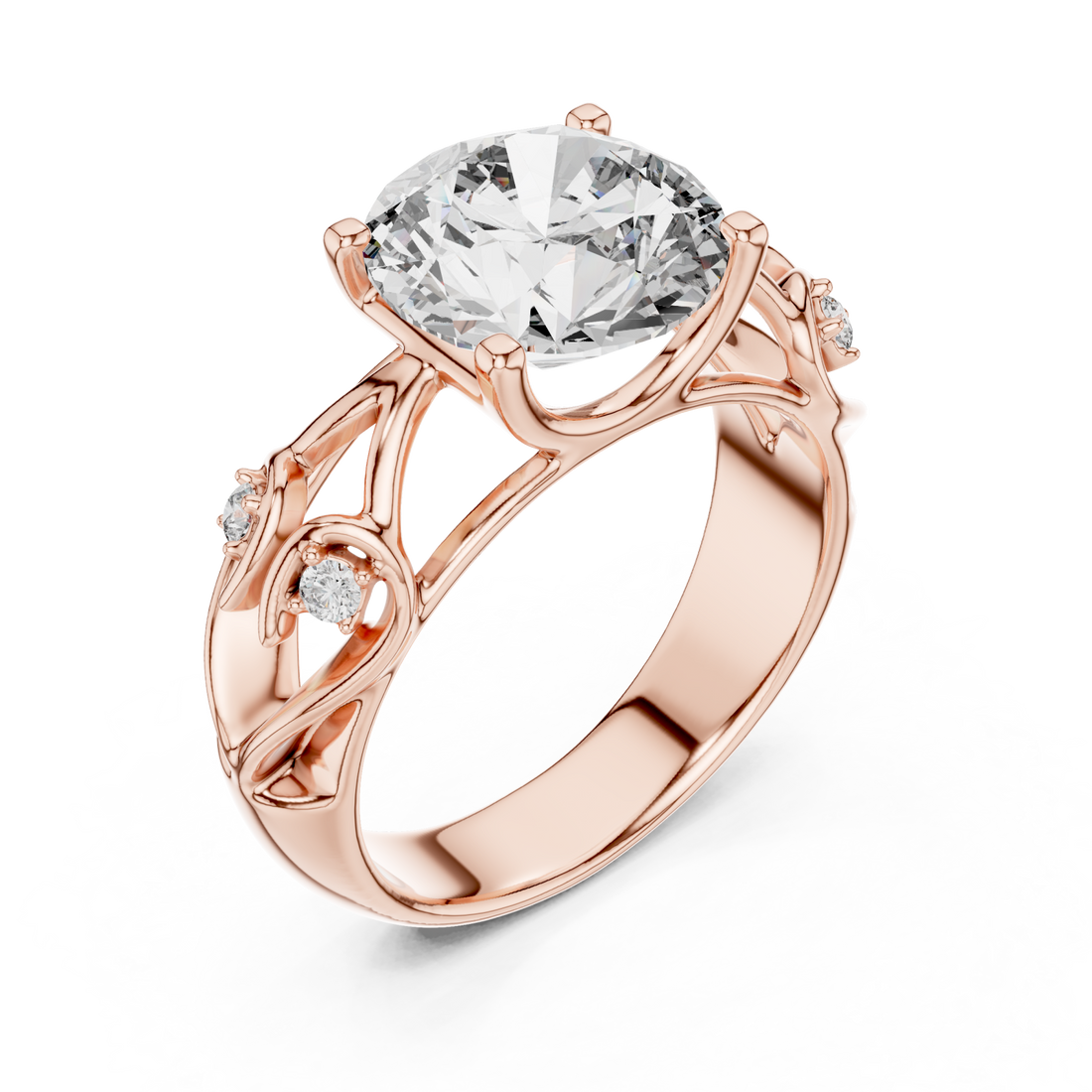  Rose Gold Enchanted Dream Filigree Regal Solitaire Statement Band Right View