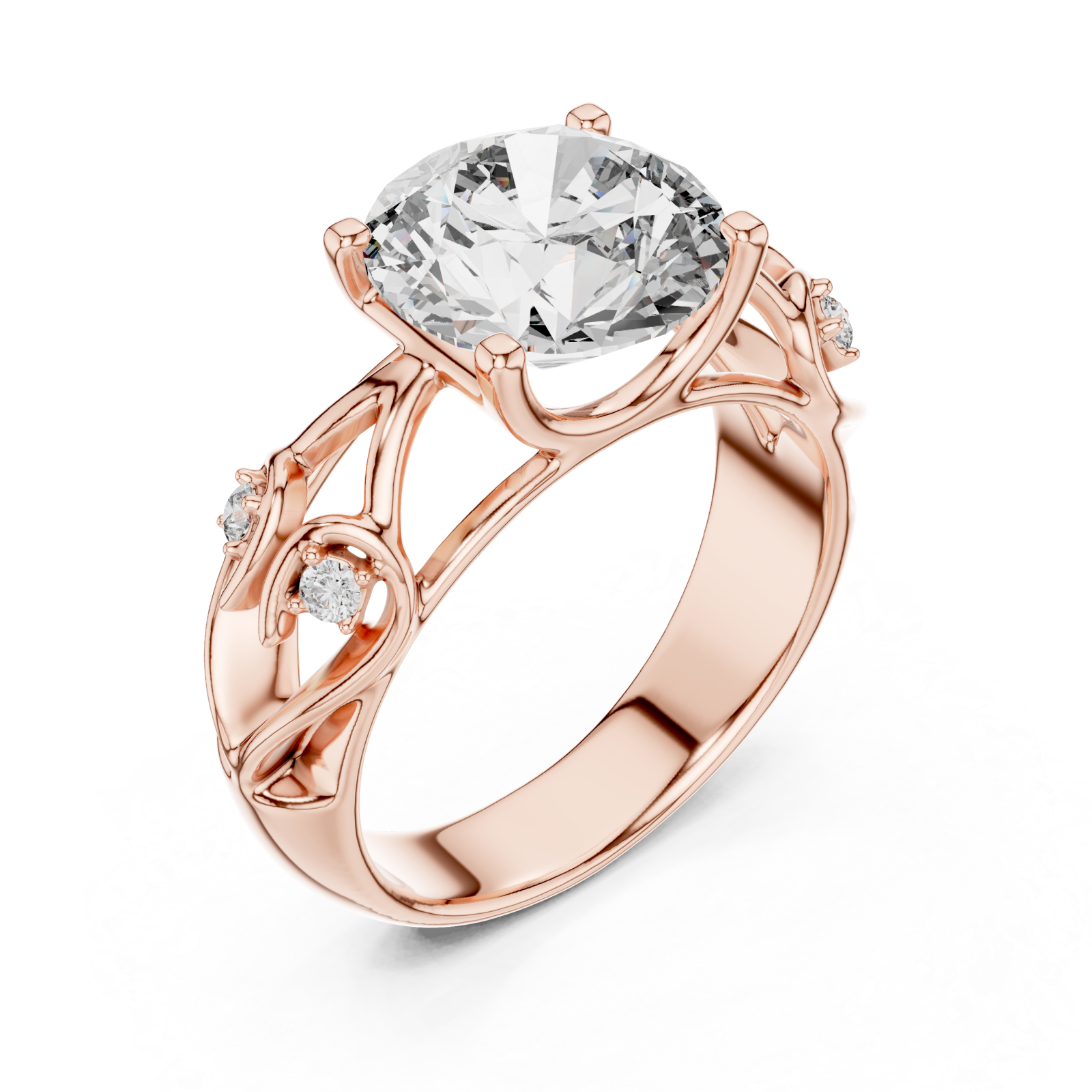  Rose Gold Enchanted Dream Filigree Regal Solitaire Statement Band Right View