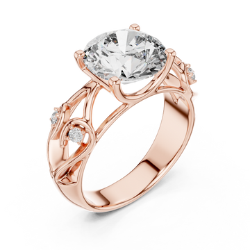  Rose Gold Enchanted Dream Filigree Regal Solitaire Statement Band Right View