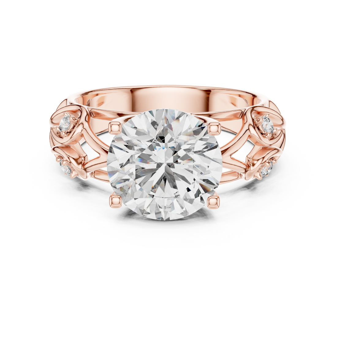  Rose Gold Enchanted Dream Filigree Regal Solitaire Statement Band Right View