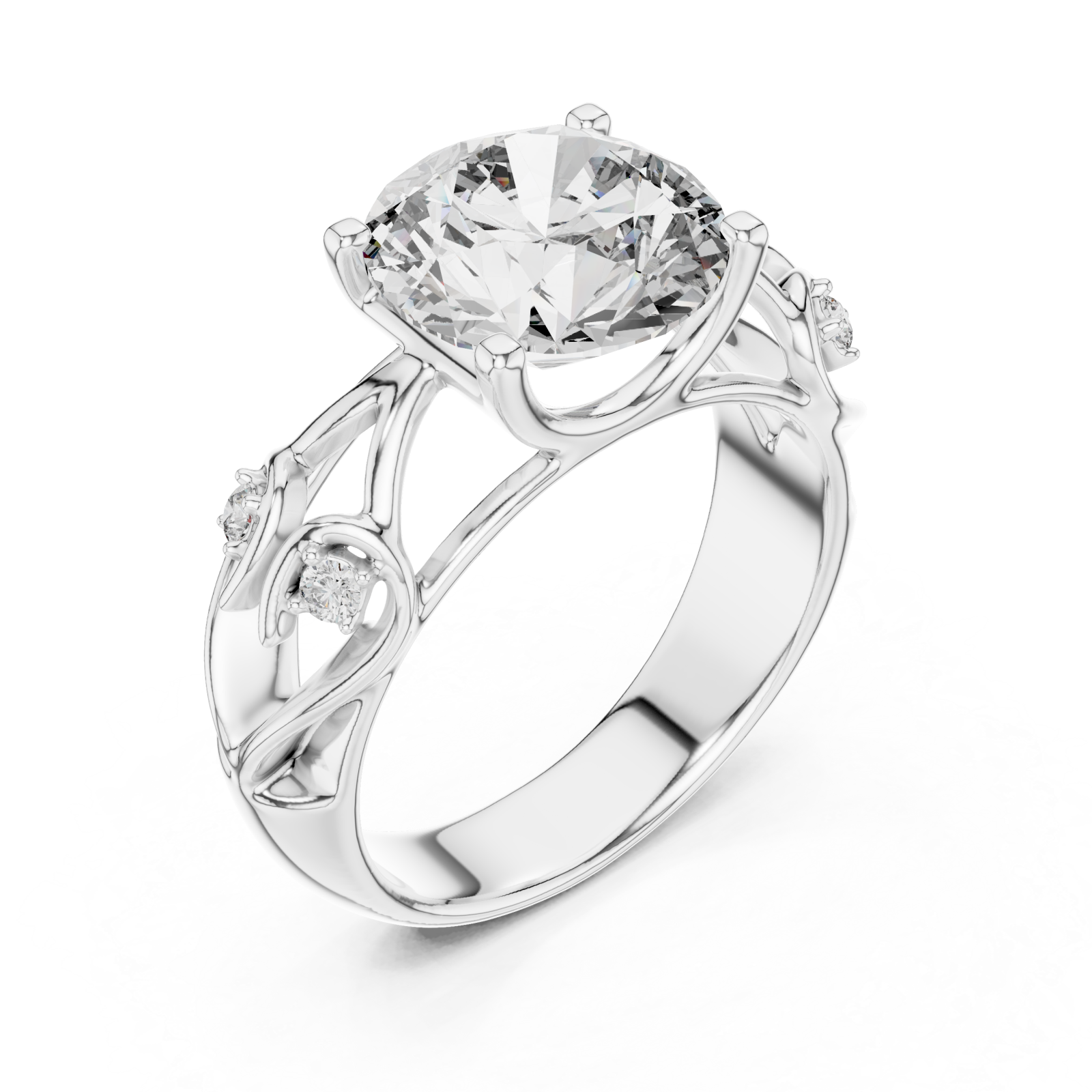  White Gold Enchanted Dream Filigree Regal Solitaire Statement Band Right View