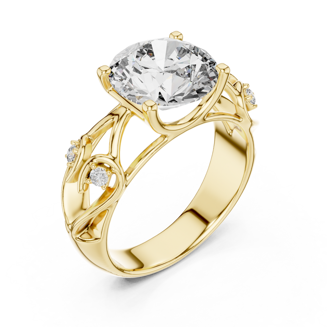 Gold Enchanted Dream Filigree Regal Solitaire Statement Band Right View