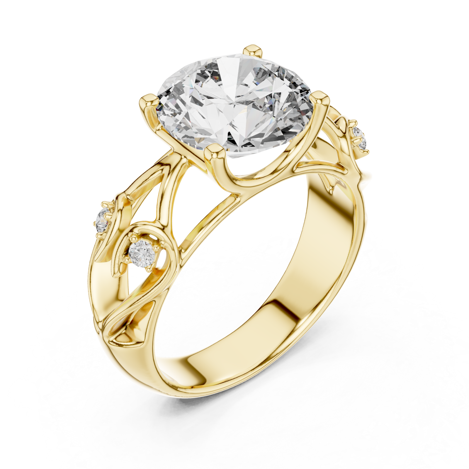 Gold Enchanted Dream Filigree Regal Solitaire Statement Band Right View