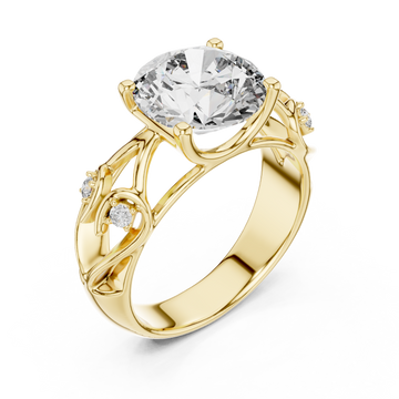 Gold Enchanted Dream Filigree Regal Solitaire Statement Band Right View