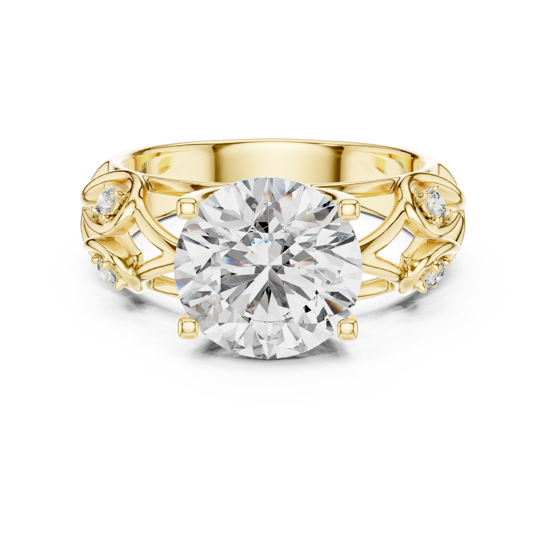 Gold Enchanted Dream Filigree Regal Solitaire Statement Band Right View