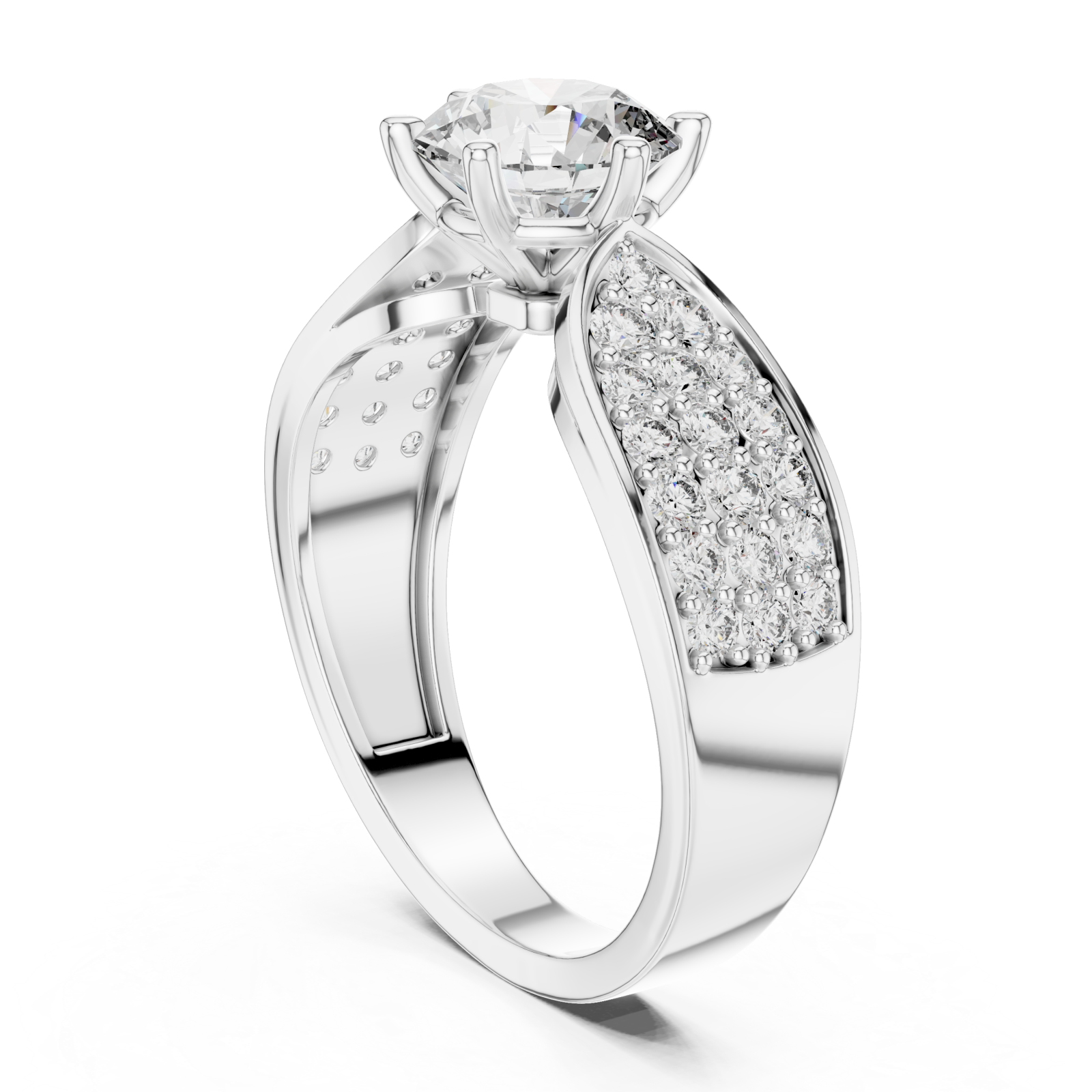 White Gold Aurora Petal Embrace Ring Left View