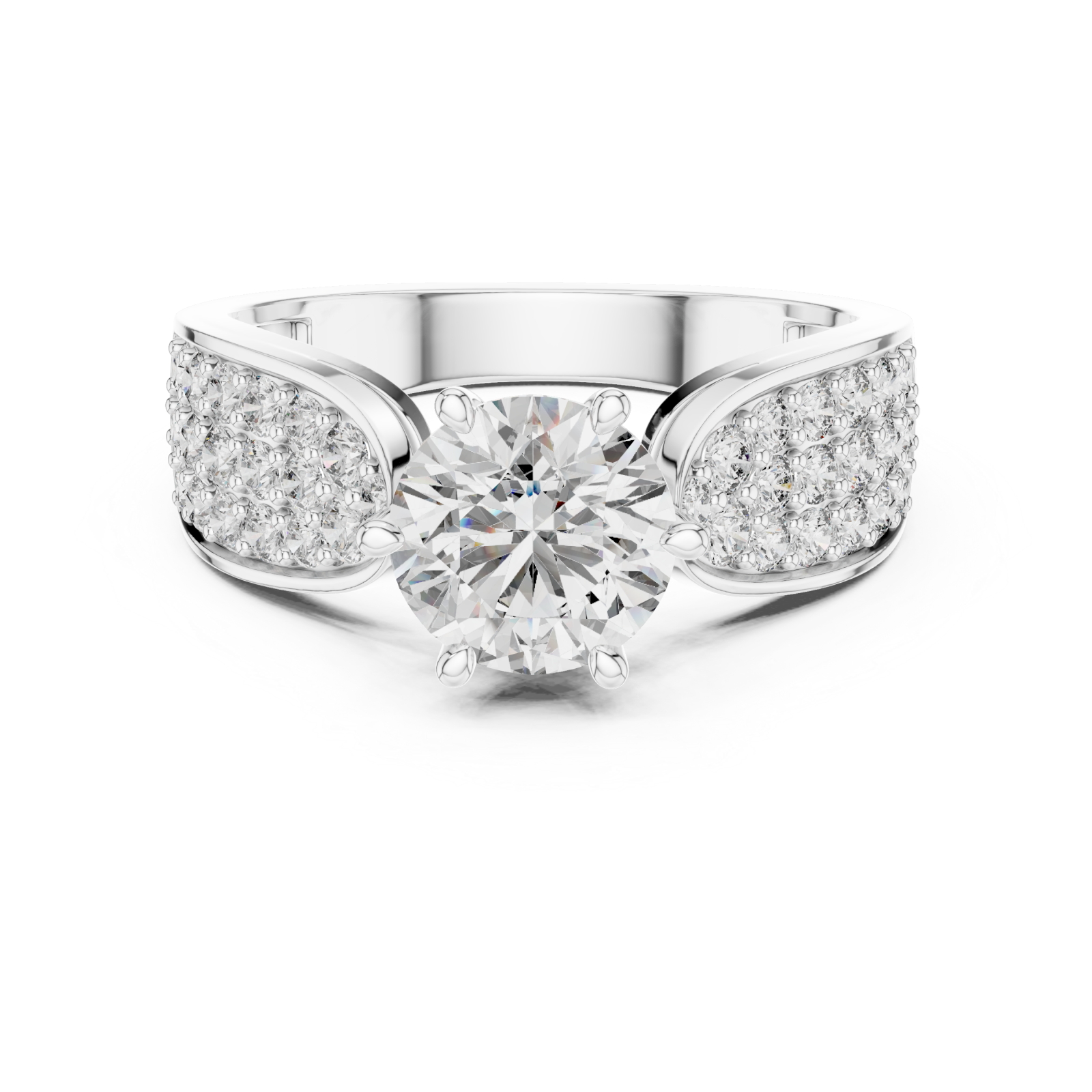  White Gold Aurora Petal Embrace Ring Front View