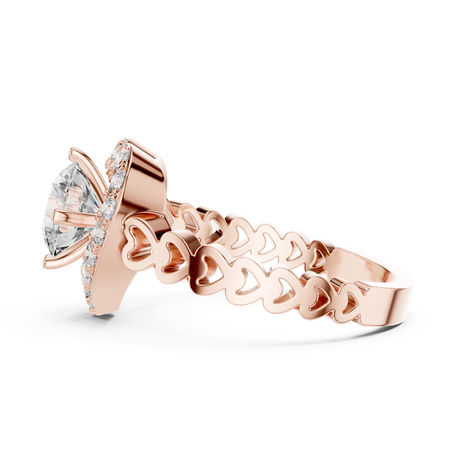  Rose Gold Promise Whisper Petite Engagement Ring Side View