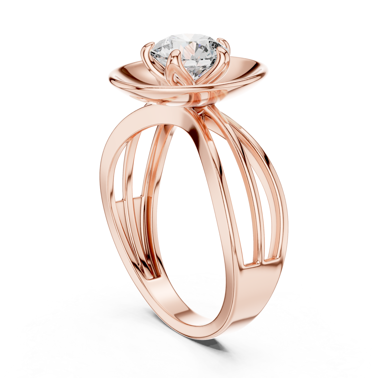  Rose Gold Infinite Grace Classic Halo Ring Left View