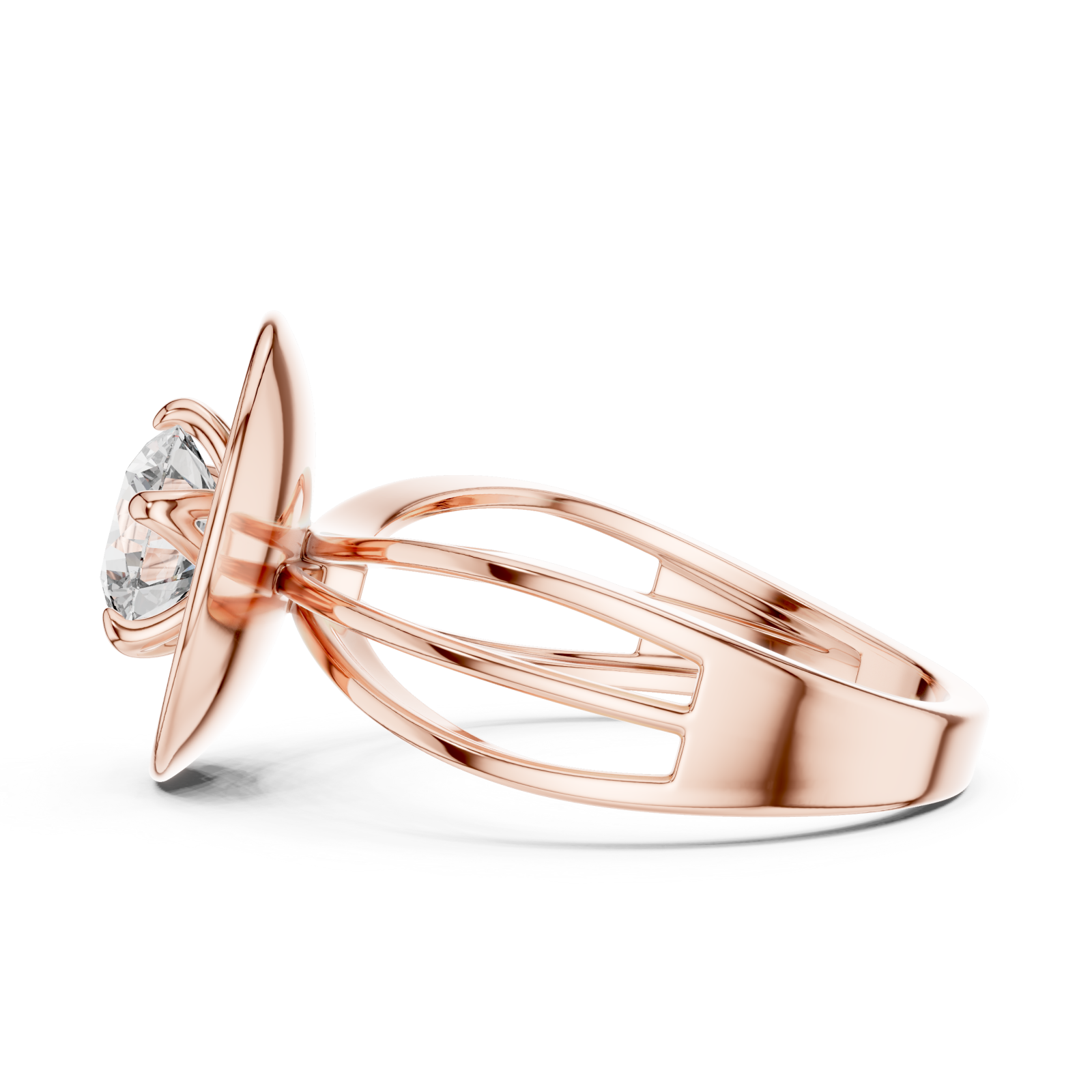  Rose Gold Infinite Grace Classic Halo Ring Side View