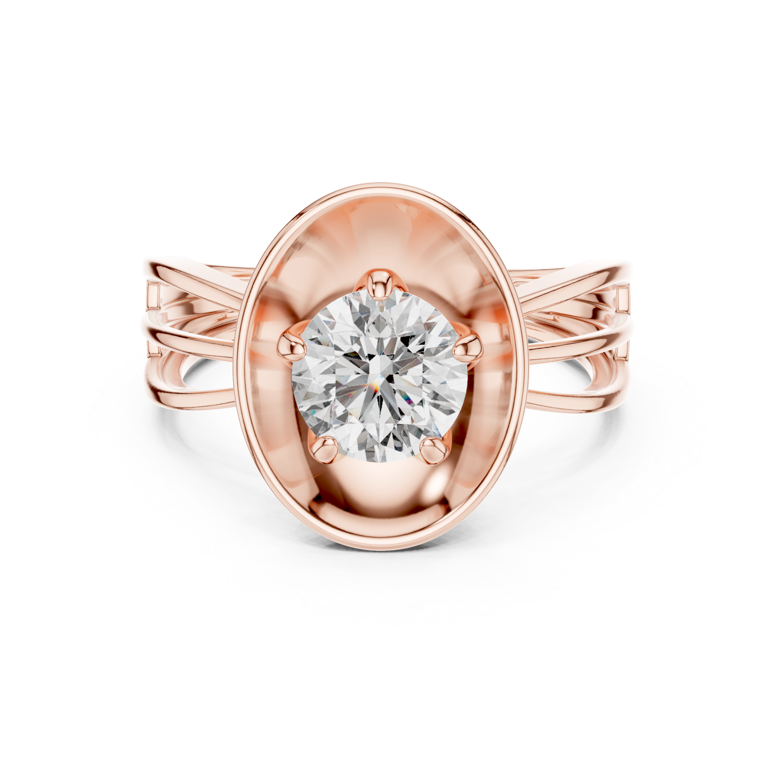  Rose Gold Infinite Grace Classic Halo Ring Front View
