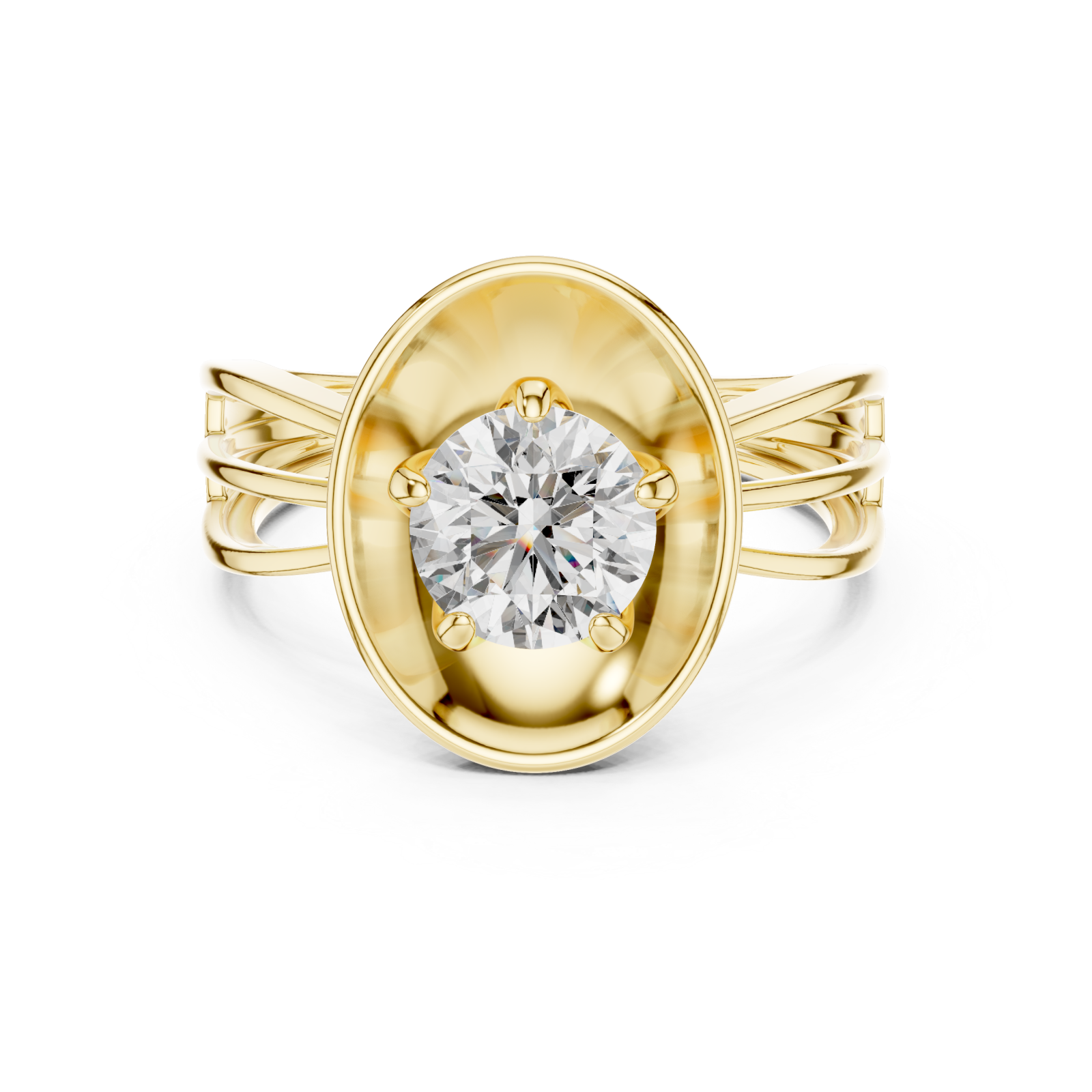  Gold Infinite Grace Classic Halo Ring Front View