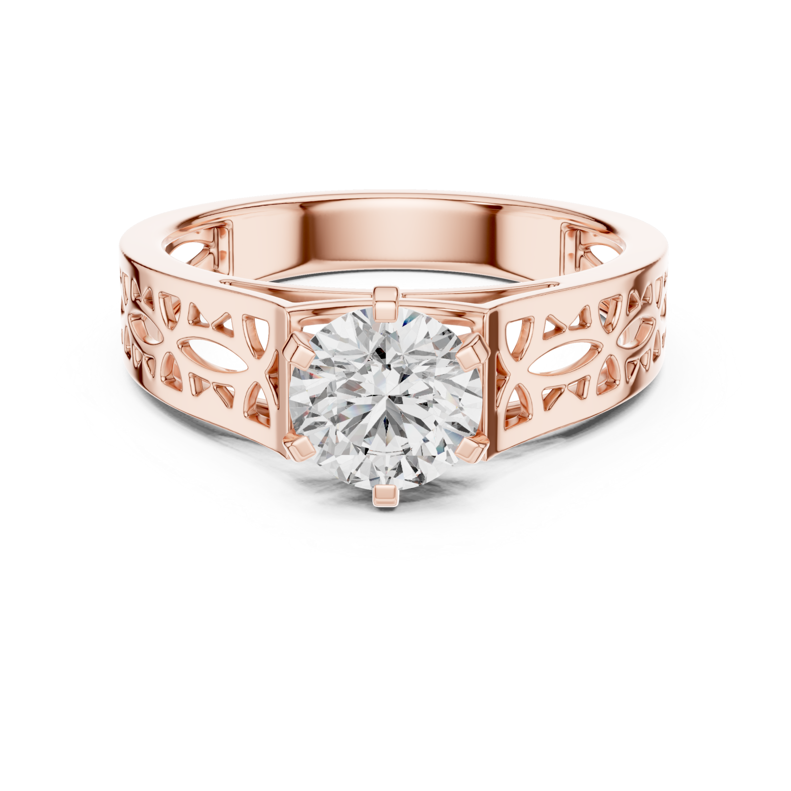  Rose Gold Petal Silhouette Harmony Band Front View