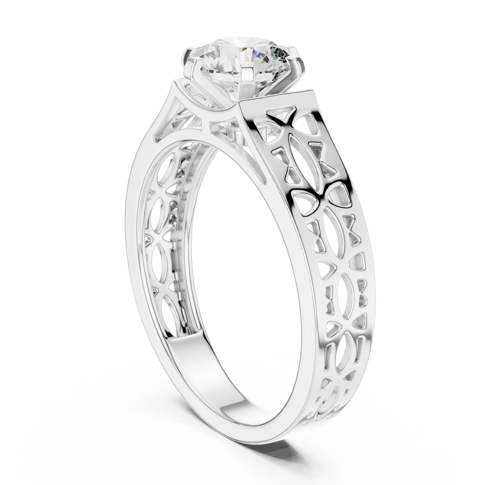  White Gold Petal Silhouette Harmony Band Left View