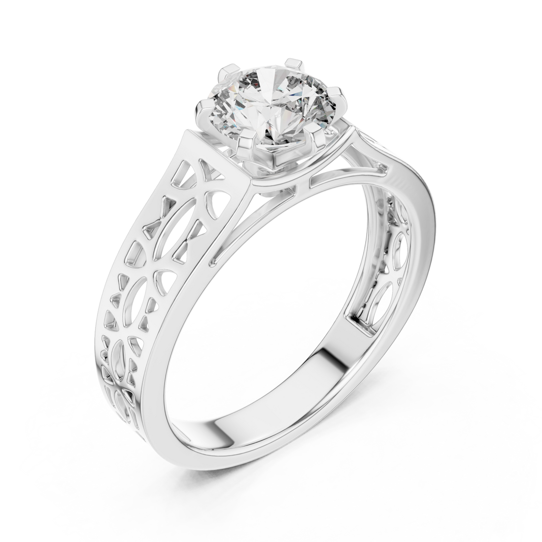  White Gold Petal Silhouette Harmony Band Right View