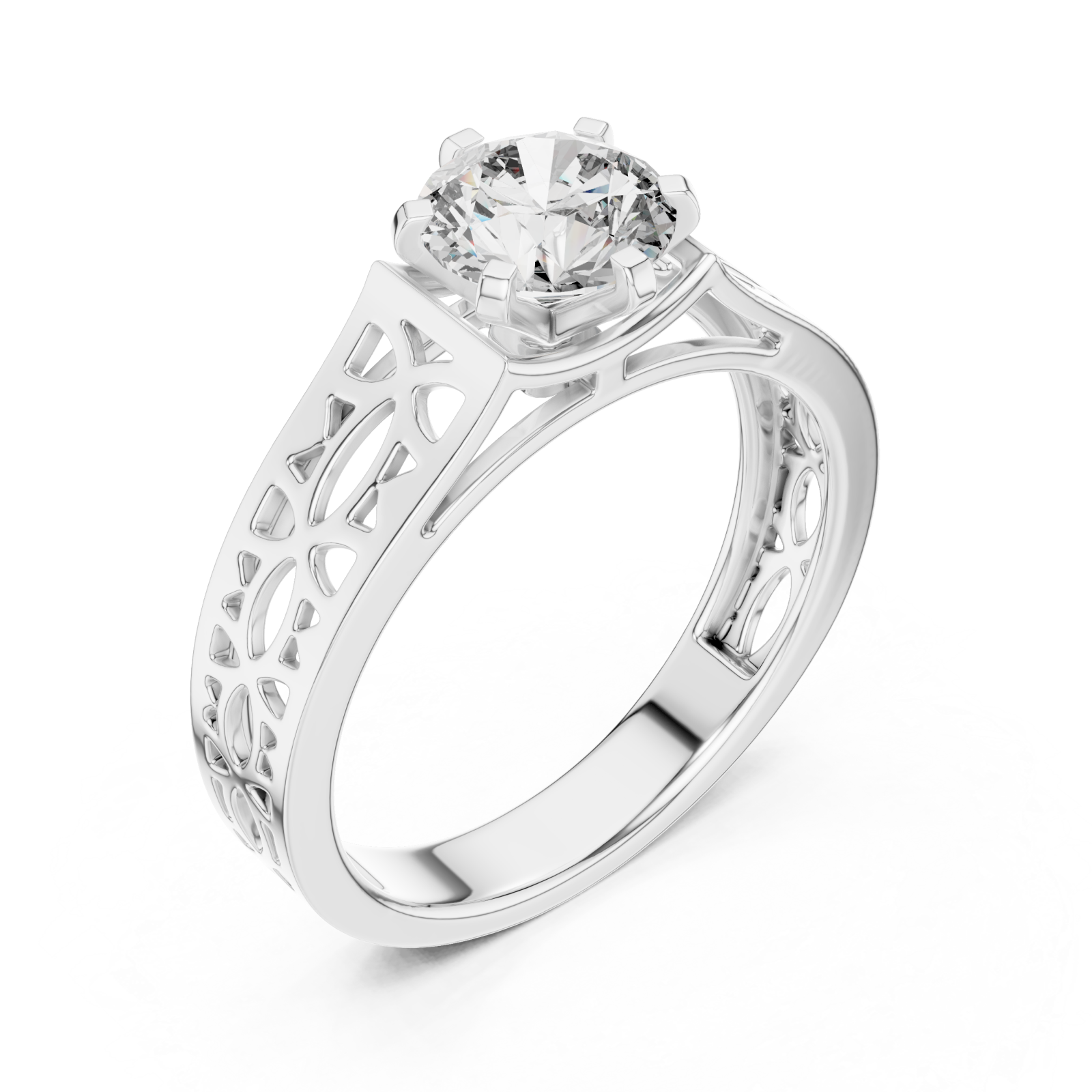  White Gold Petal Silhouette Harmony Band Right View
