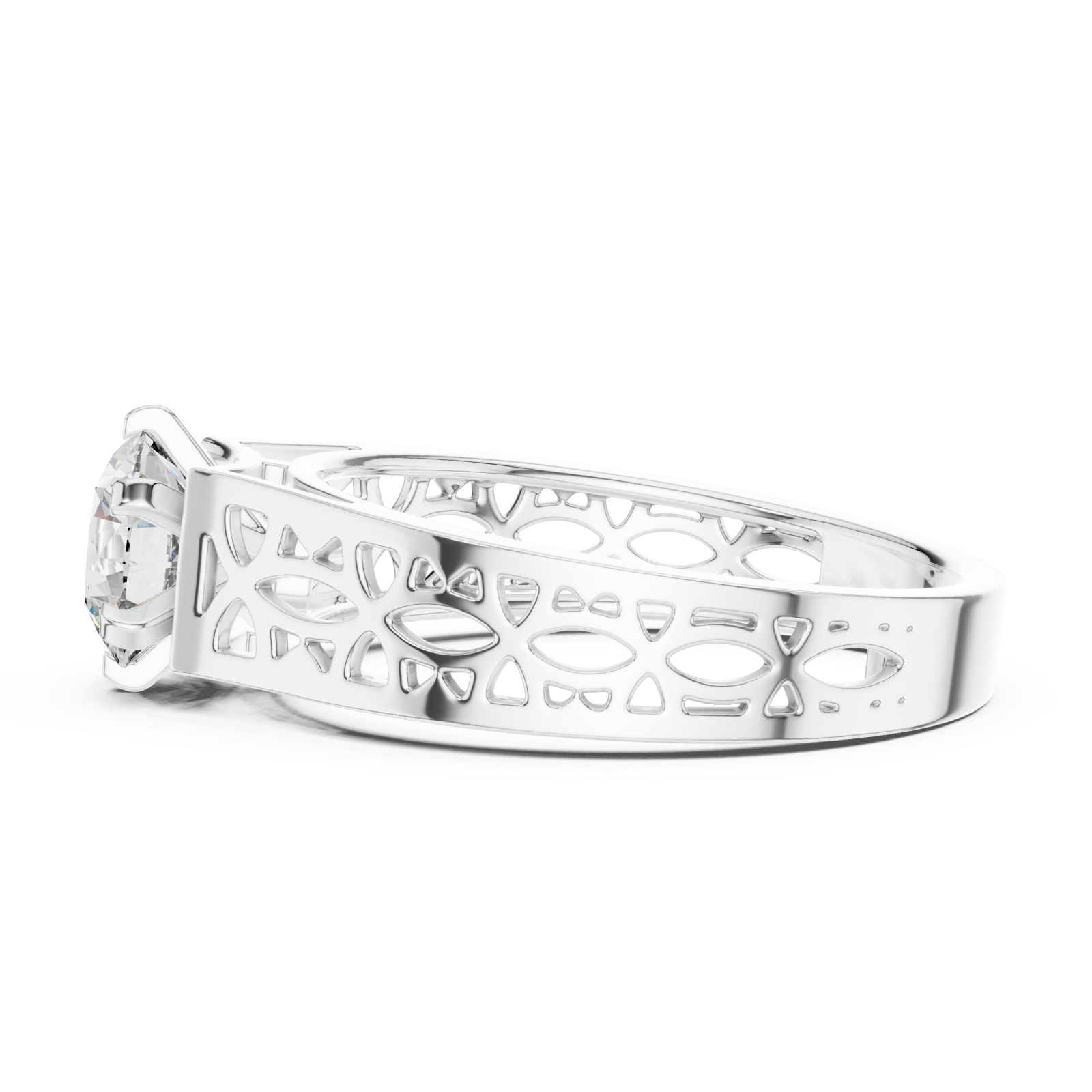  White Gold Petal Silhouette Harmony Band Side View