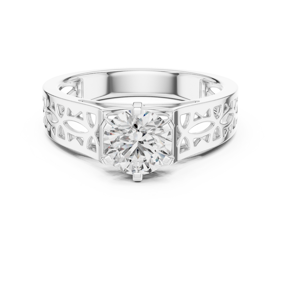  White Gold Petal Silhouette Harmony Band Right View