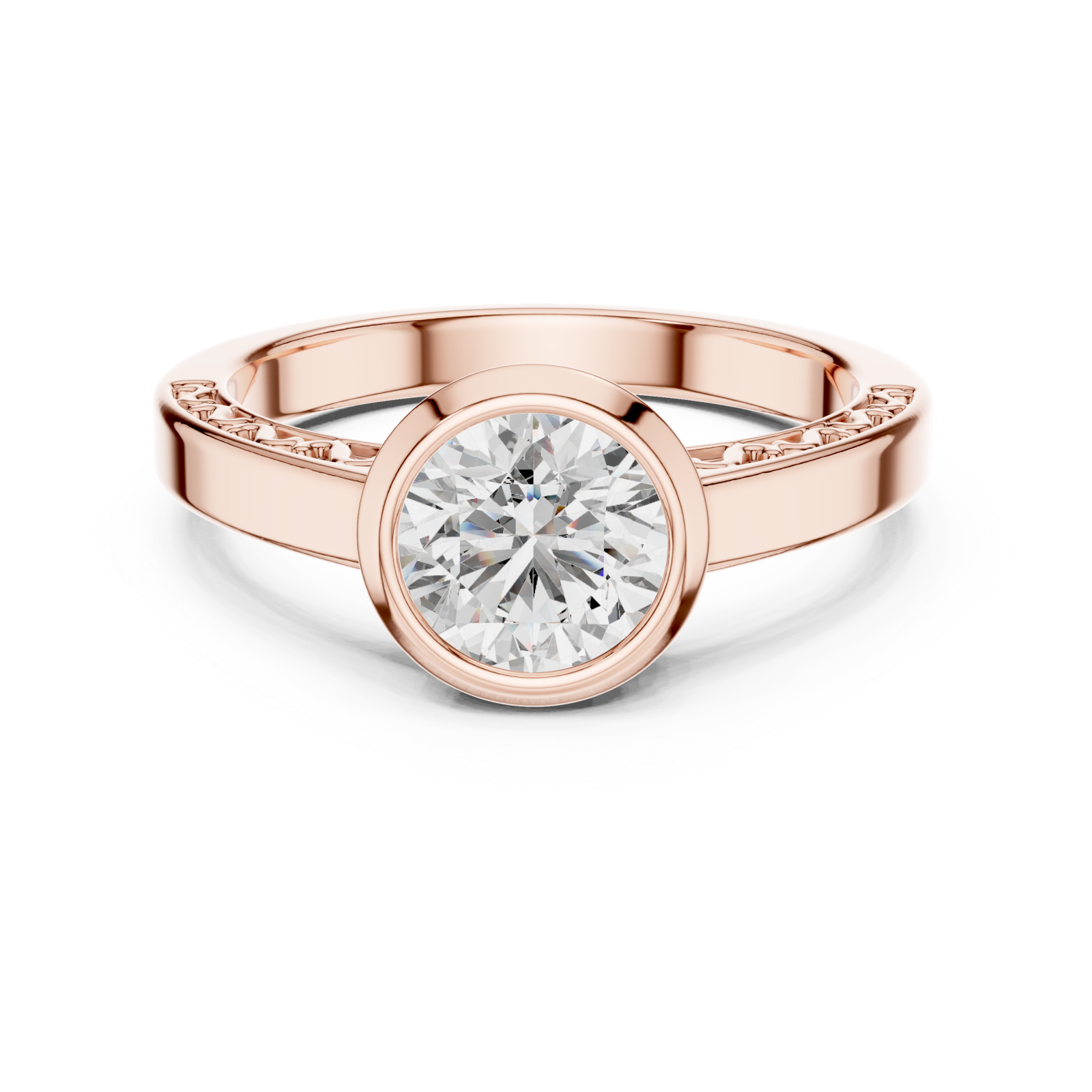  Rose Gold Eternal Embrace Solitaire Ring Front View