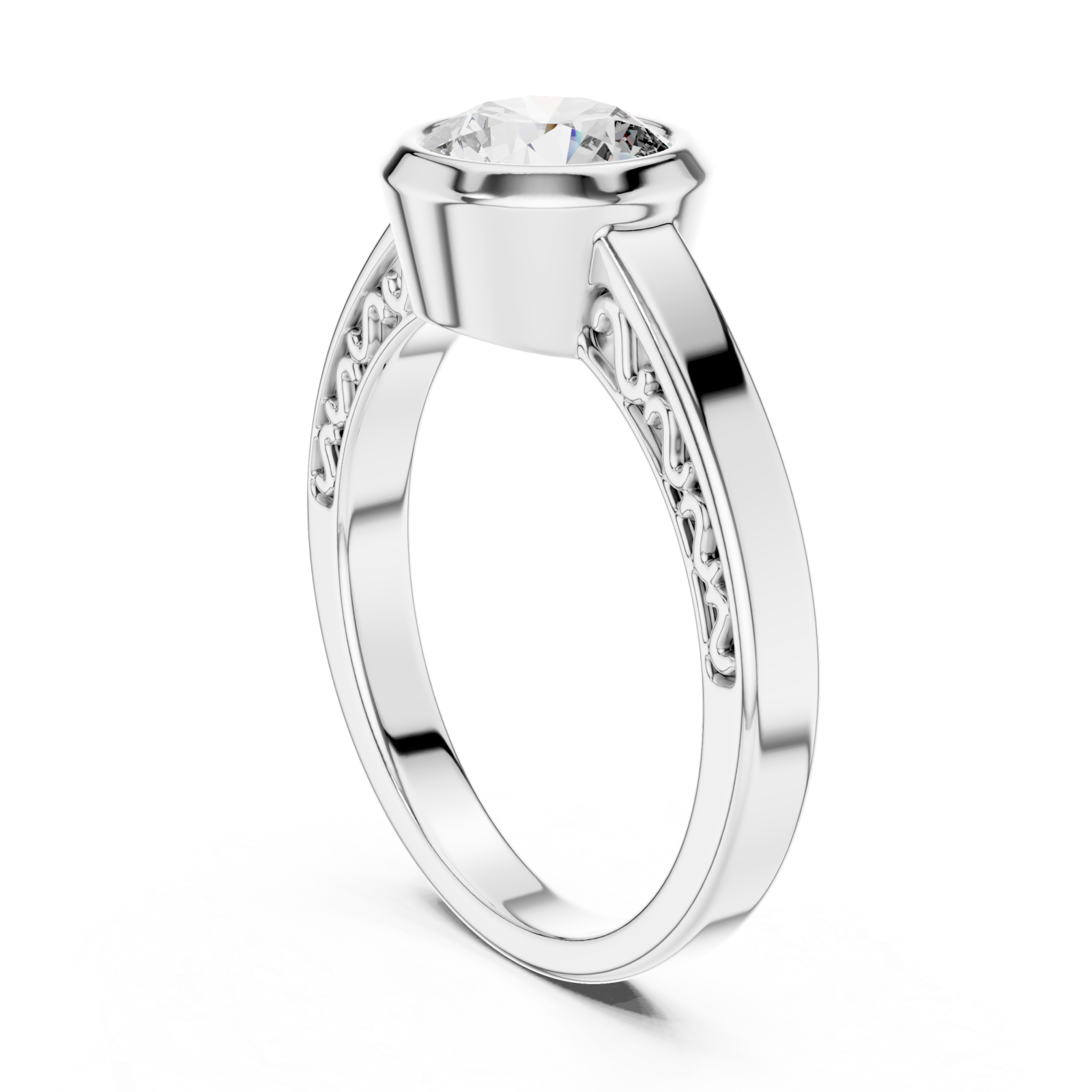  White Gold Eternal Embrace Solitaire Ring Left View