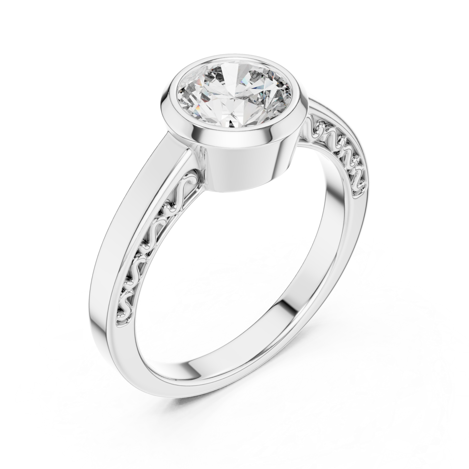  White Gold Eternal Embrace Solitaire Ring Right View