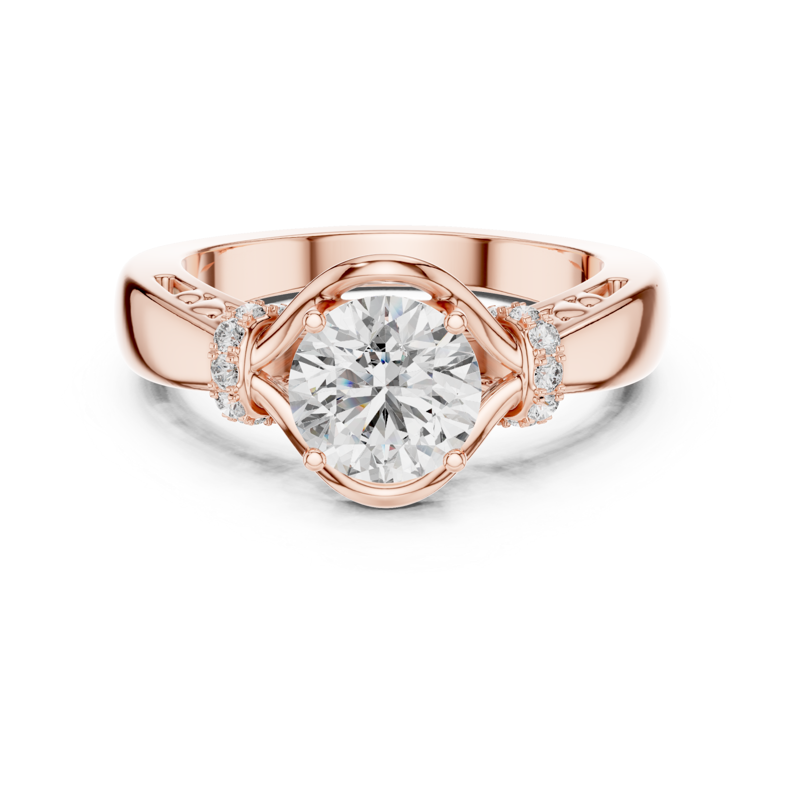  Rose Gold Infinite Grace Modern Statement Ring Front View