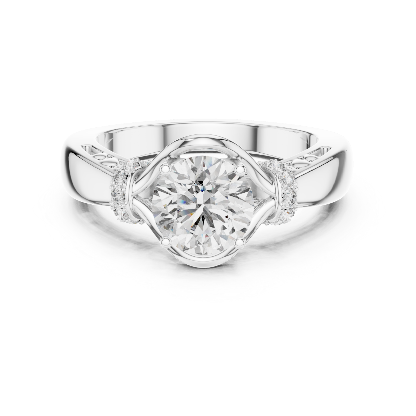  White Gold Infinite Grace Modern Statement Ring Front View