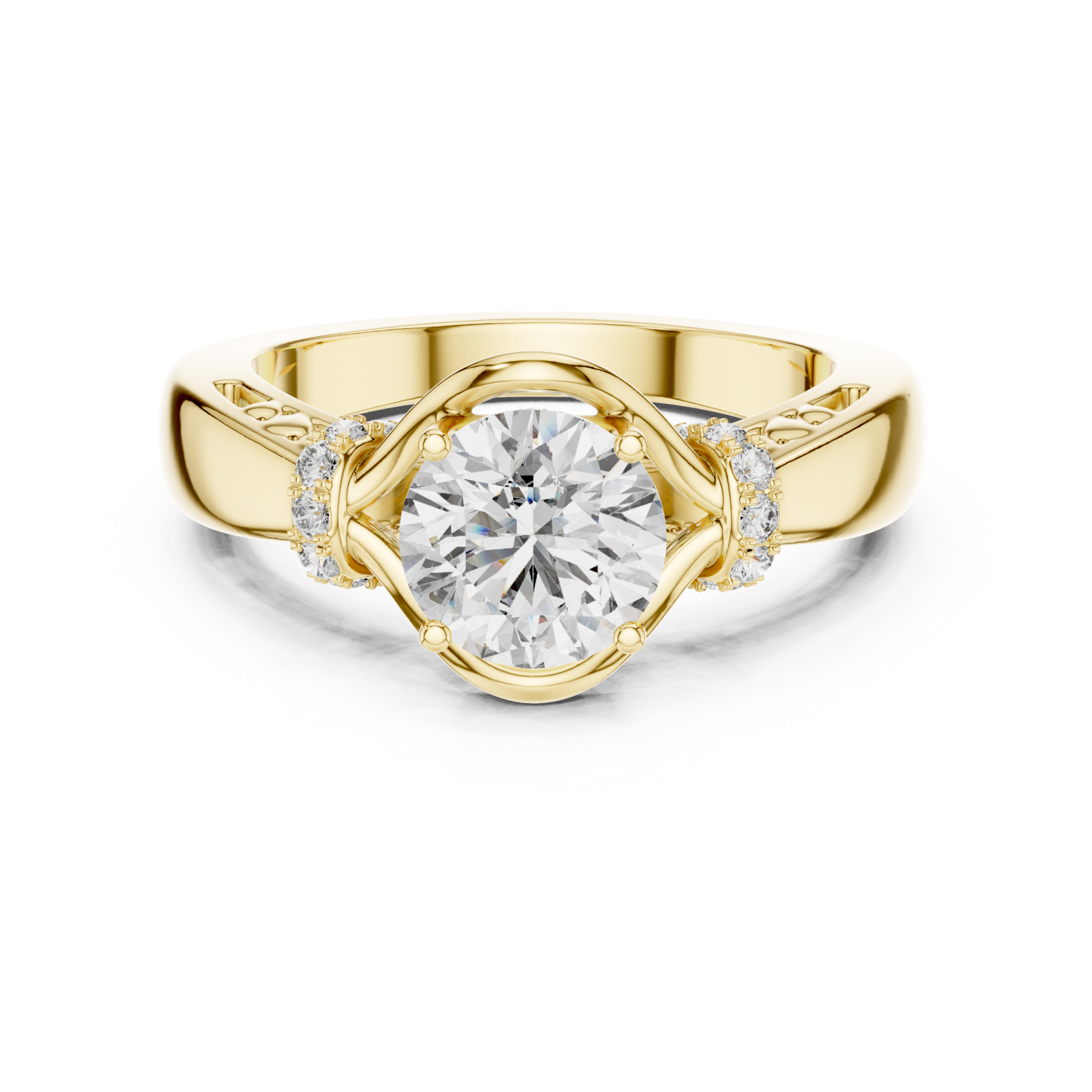  Gold Infinite Grace Modern Statement Ring Front View