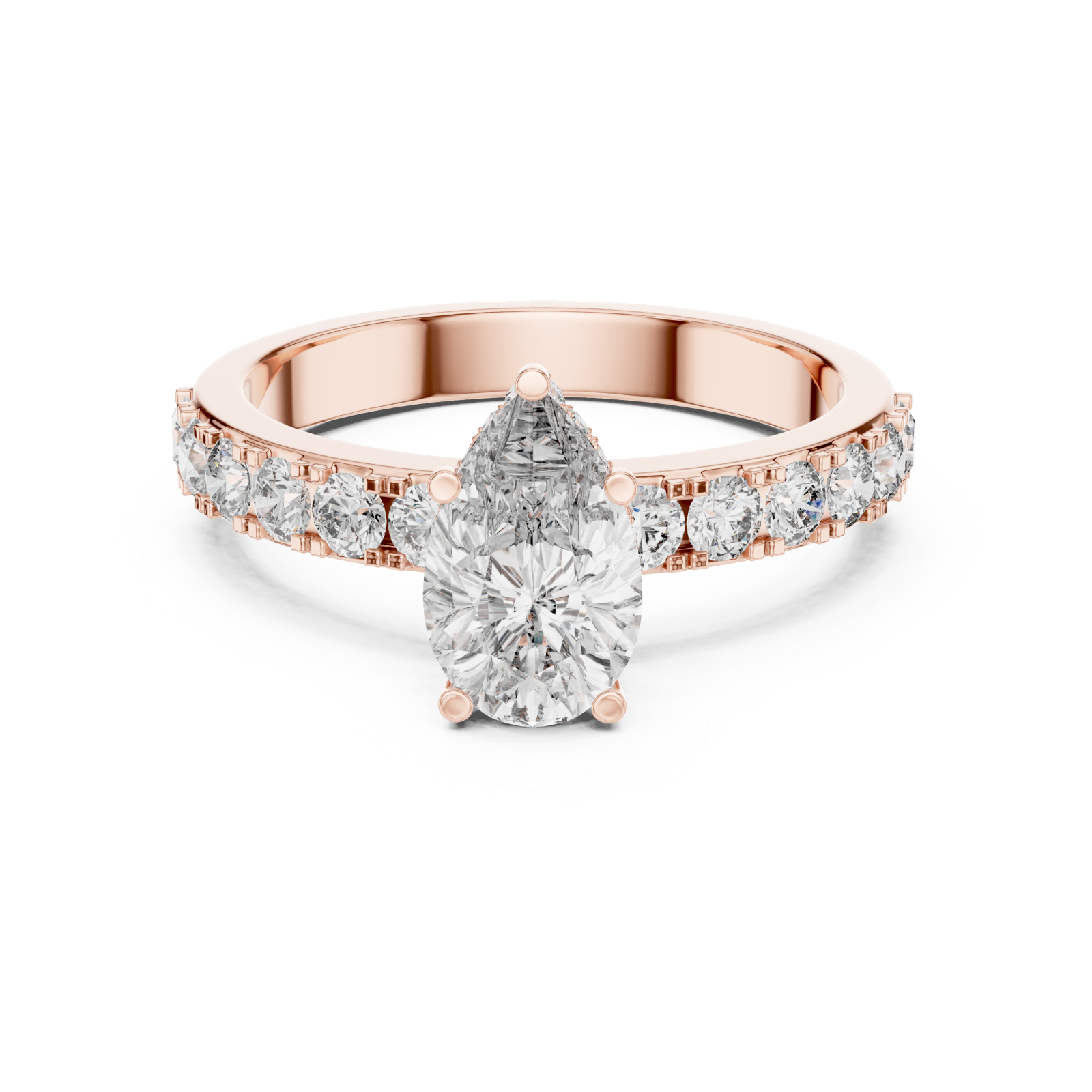  Rose Gold Crystalline Whisper Grace Ring Front View