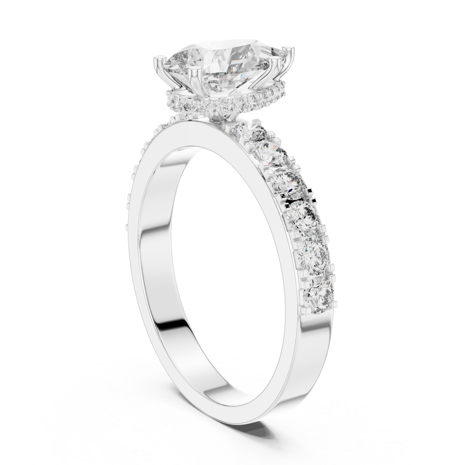  White Gold Crystalline Whisper Grace Ring Left View