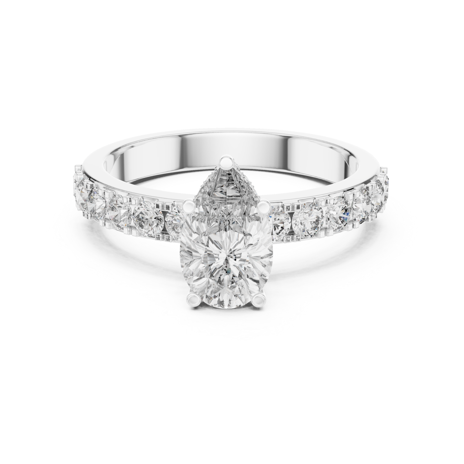  White Gold Crystalline Whisper Grace Ring Front View