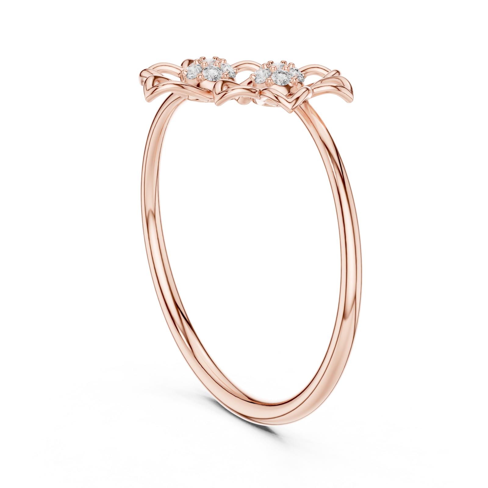  Rose Gold Radiant Petal Duet Ring Left View