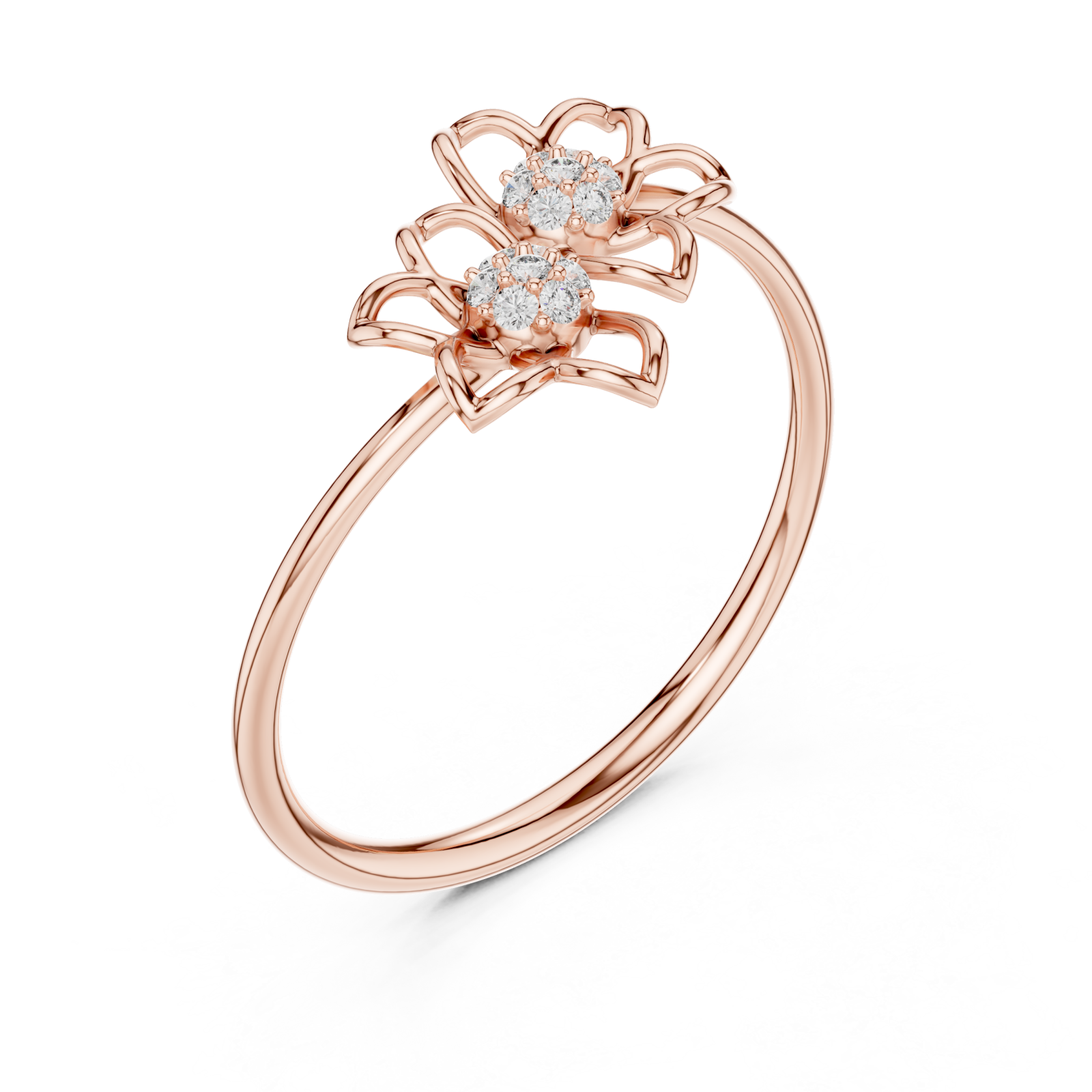  Rose Gold Radiant Petal Duet Ring Right View