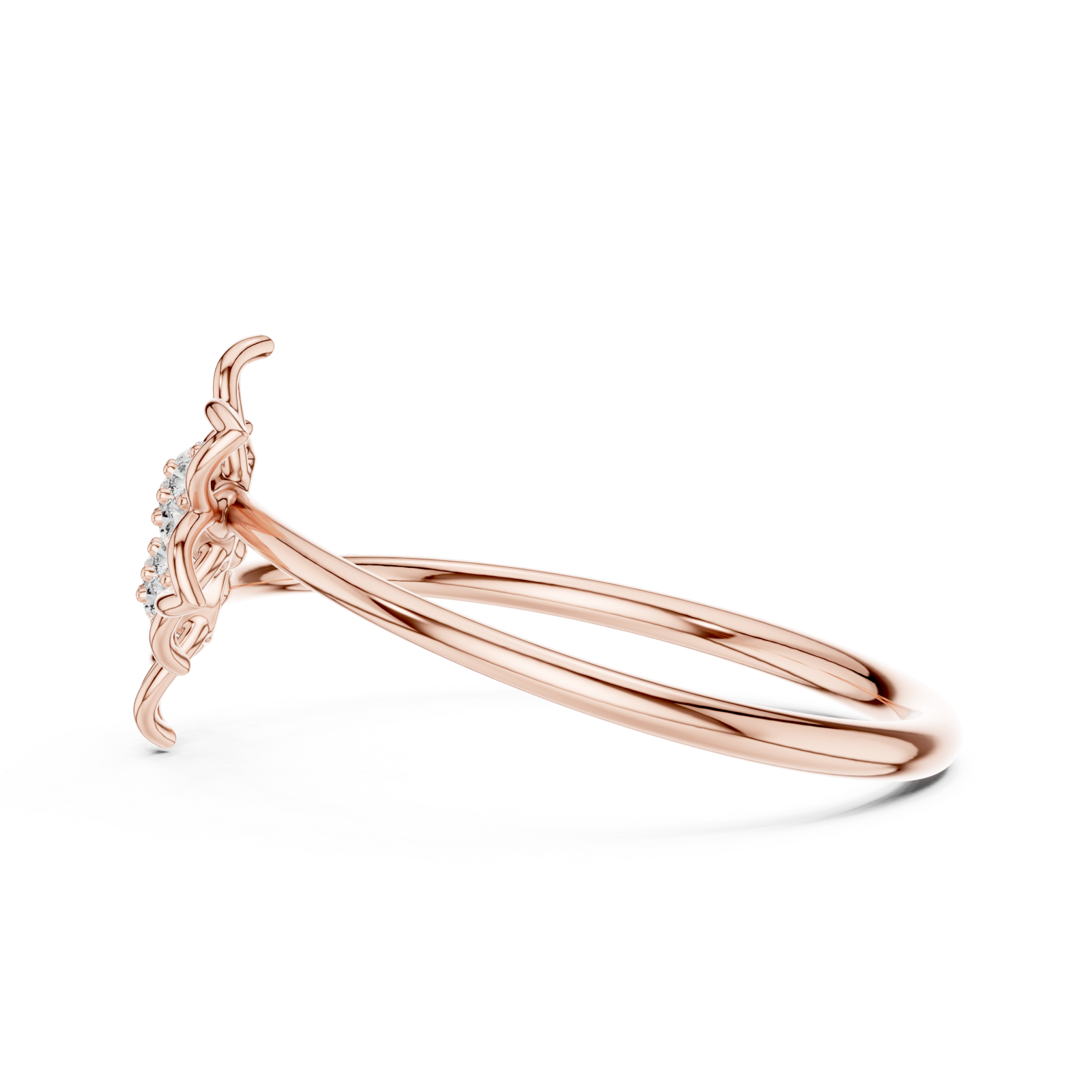  Rose Gold Radiant Petal Duet Ring Side View