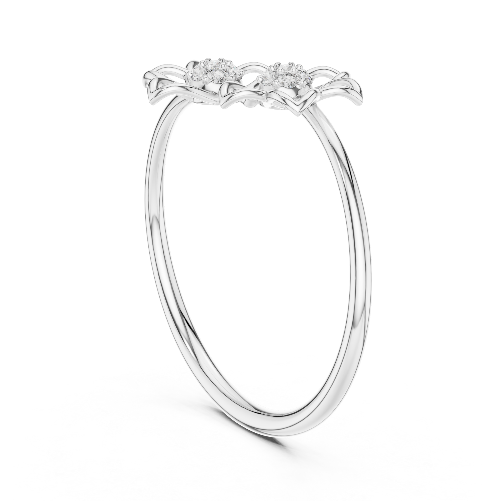  White Gold Radiant Petal Duet Ring Left View