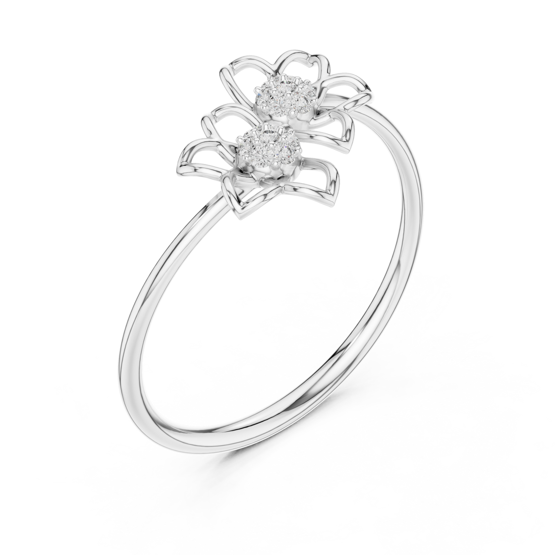  White Gold Radiant Petal Duet Ring Right View