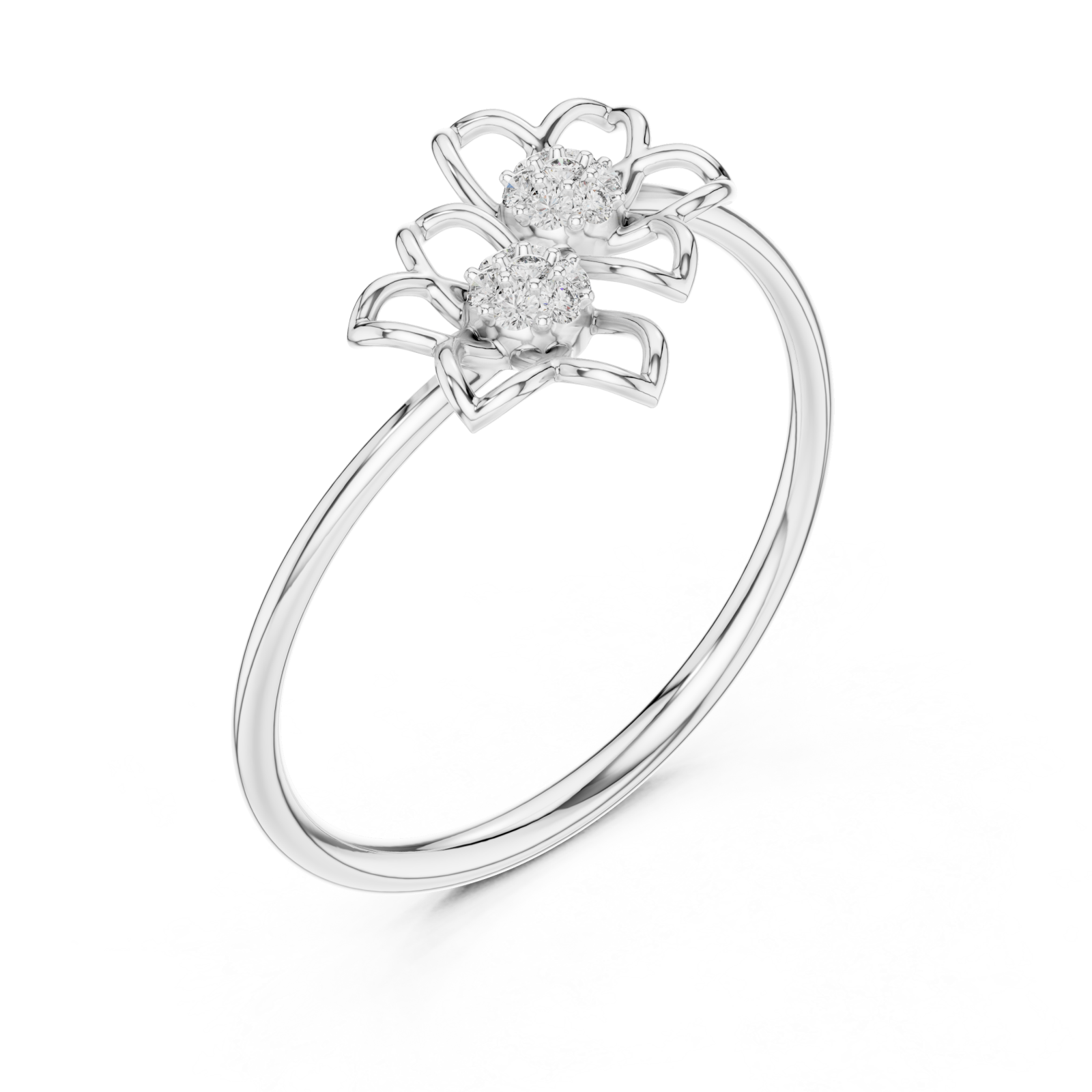  White Gold Radiant Petal Duet Ring Right View