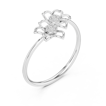  White Gold Radiant Petal Duet Ring Right View