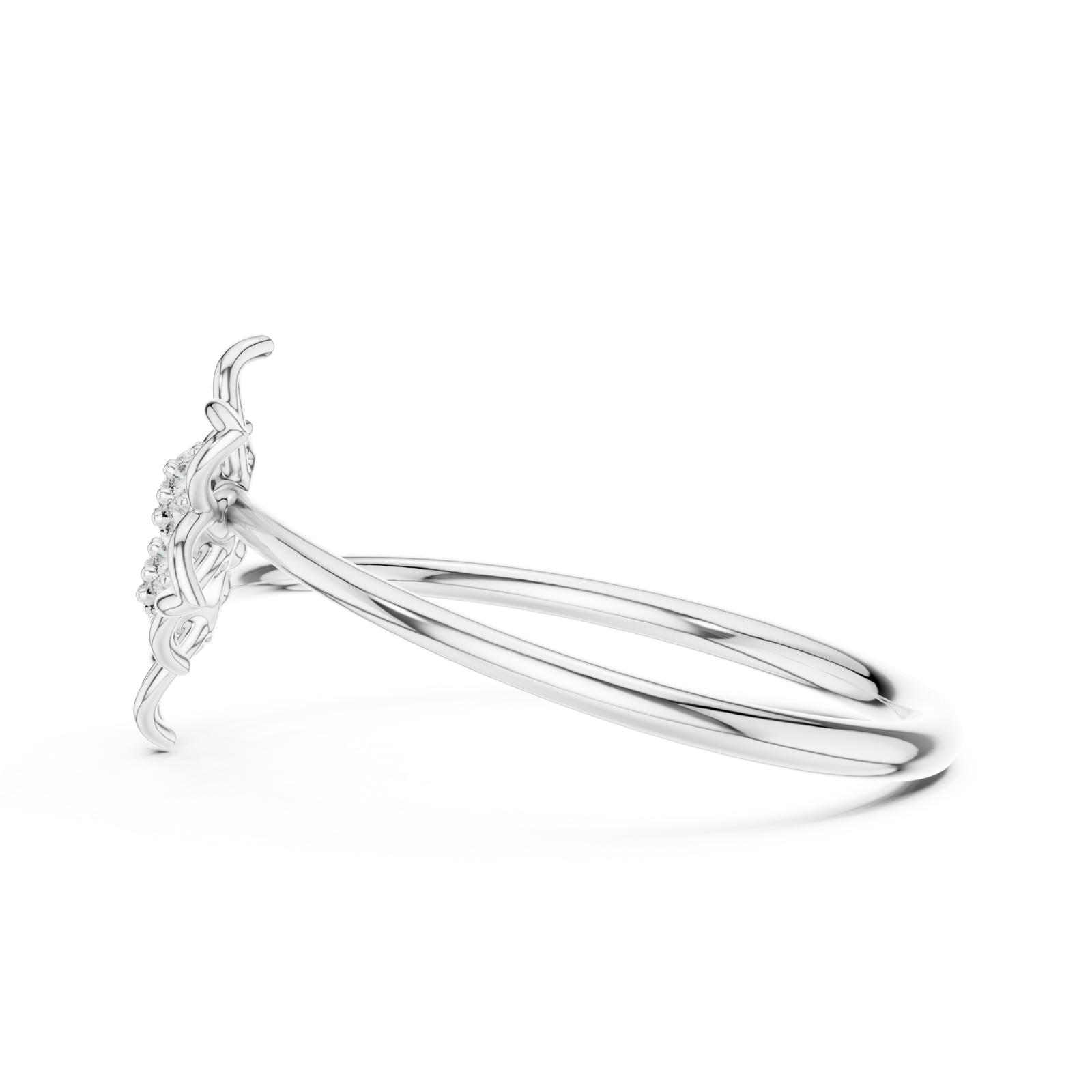  White Gold Radiant Petal Duet Ring Side View