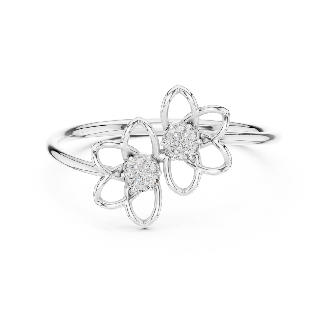  White Gold Radiant Petal Duet Ring Right View