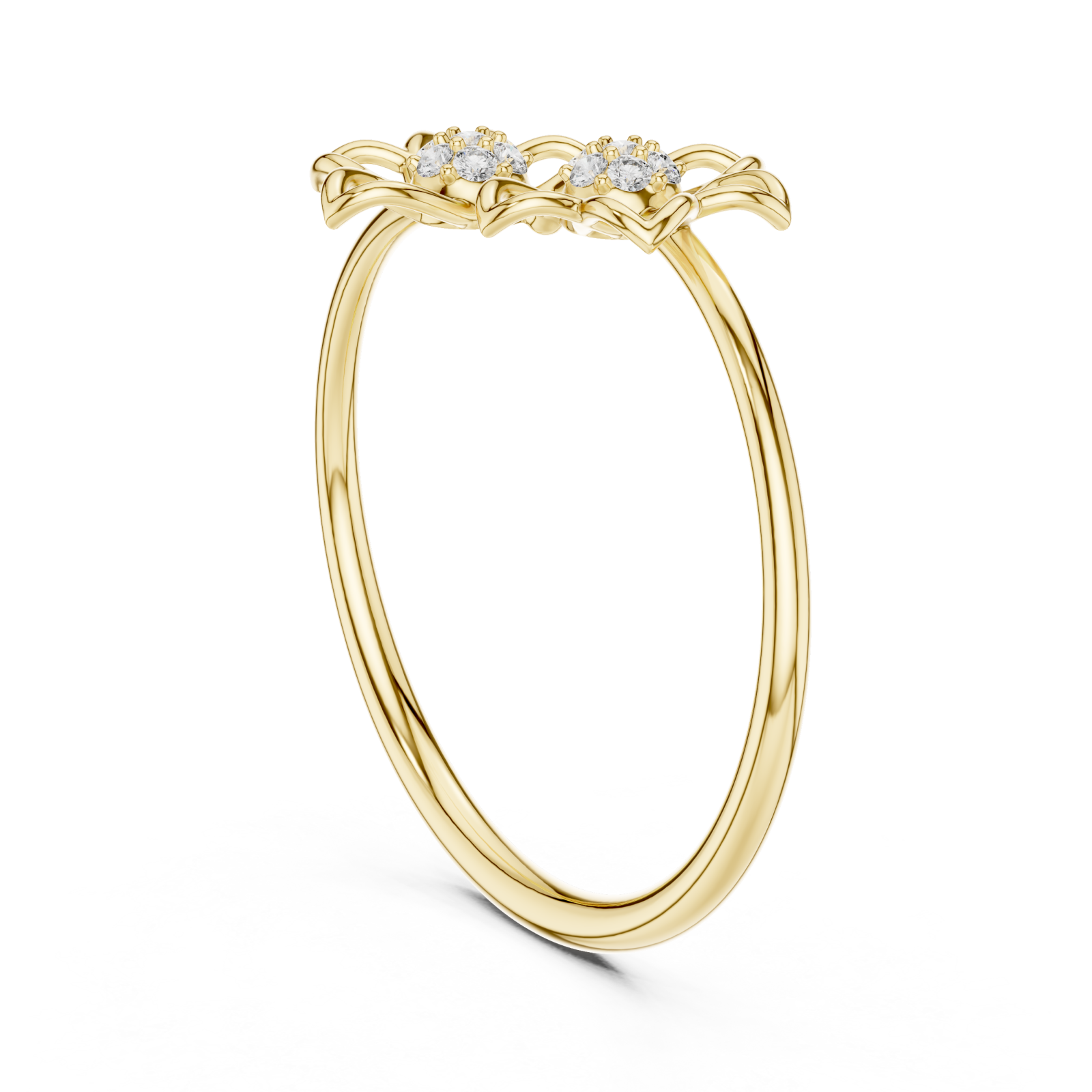  Gold Radiant Petal Duet Ring Left View