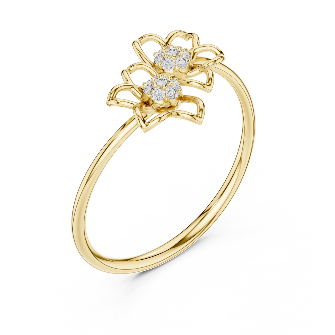Gold Radiant Petal Duet Ring Right View