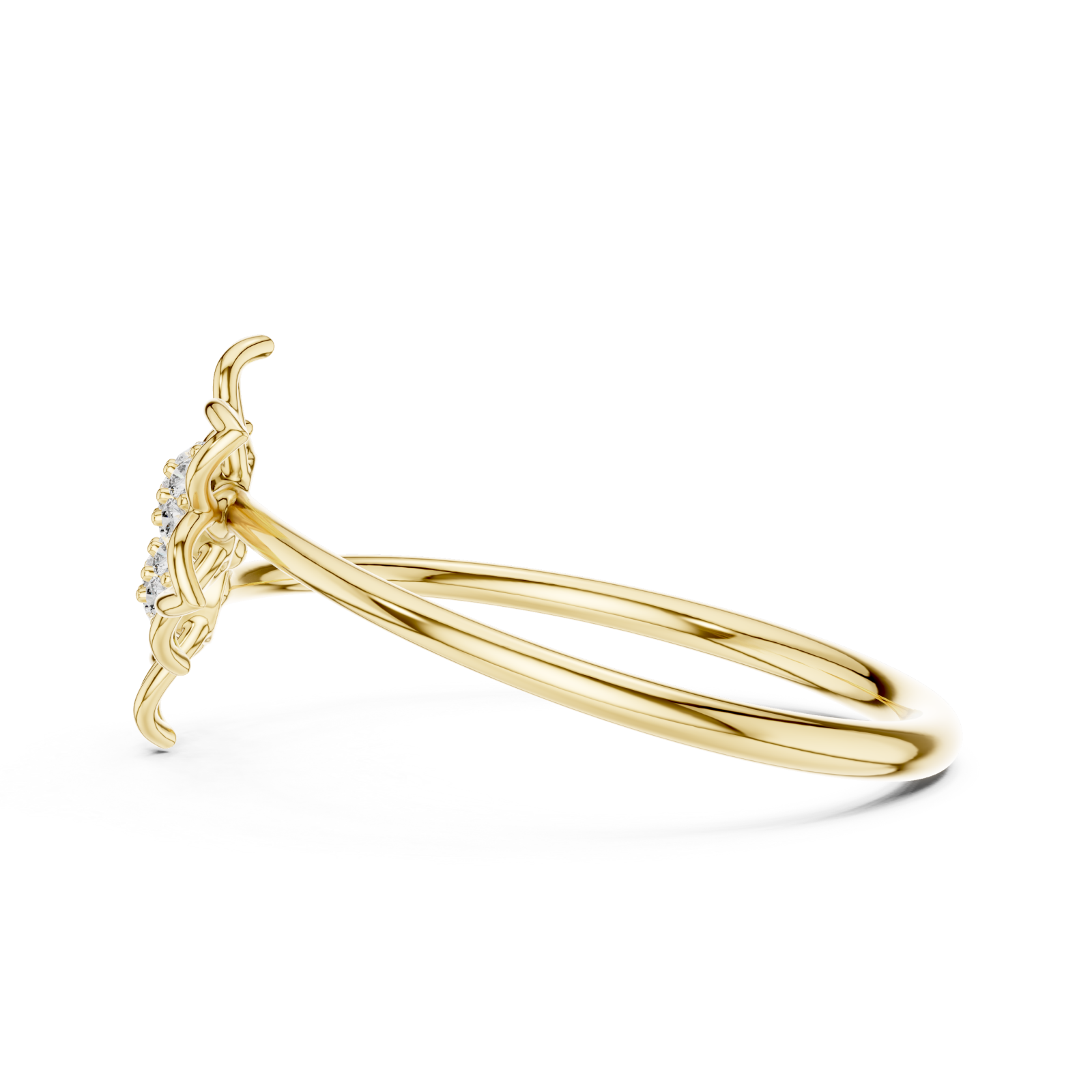  Gold Radiant Petal Duet Ring Side View