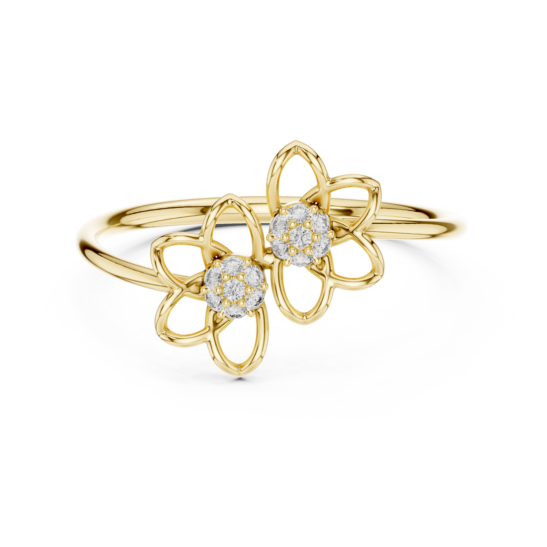 Gold Radiant Petal Duet Ring Right View