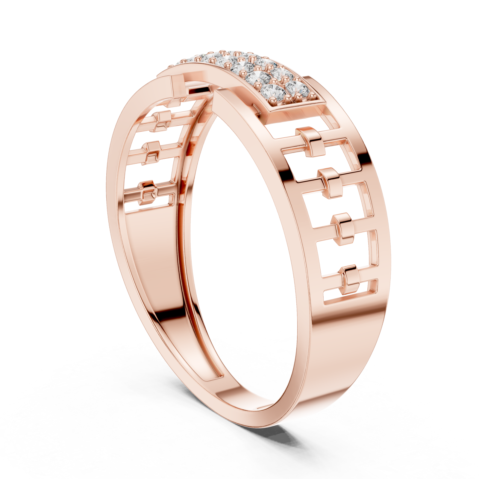  Rose Gold Twilight Edge Halo Statement Band Left View