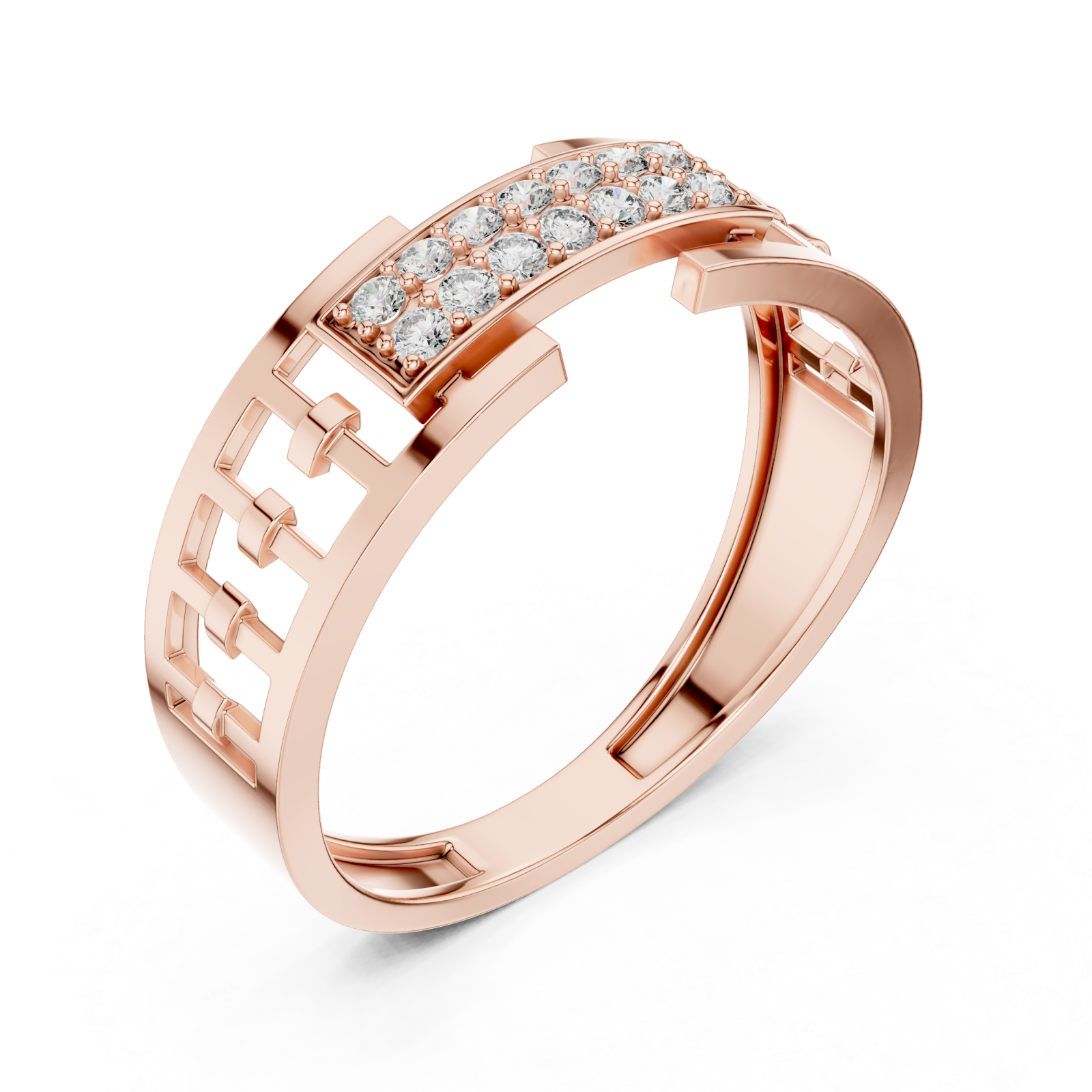  Rose Gold Twilight Edge Halo Statement Band Right View