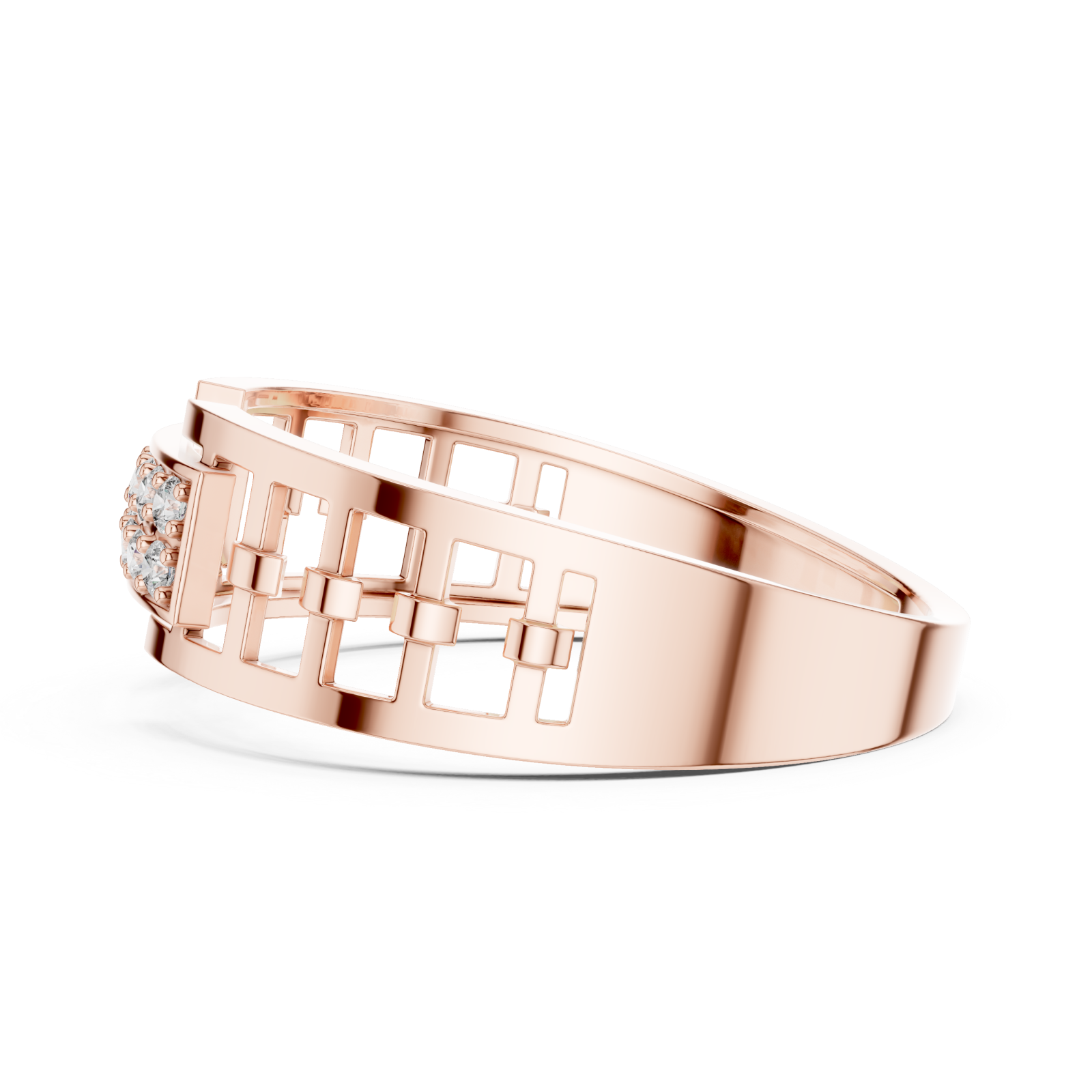  Rose Gold Twilight Edge Halo Statement Band Side View