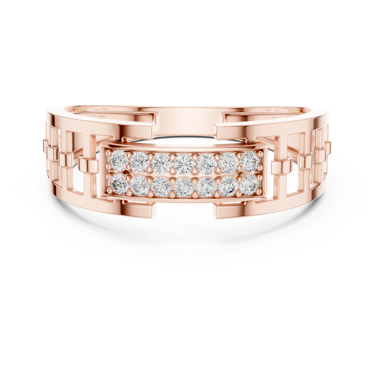  Rose Gold Twilight Edge Halo Statement Band Front View